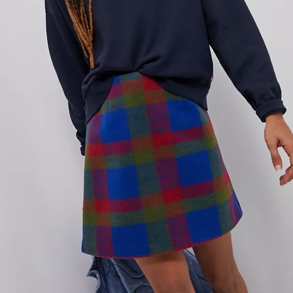 Anthropologie Nichole Plaid Mini Skirt, sz XL
